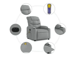 Poltrona de massagens reclinável elétrica tecido -claro SHL800695 Cinzento