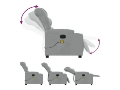 Poltrona de massagens reclinável elétrica tecido -claro SHL800695 Cinzento