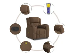 Poltrona*vidaxl Poltrona de massagens reclinável tecido Castanho