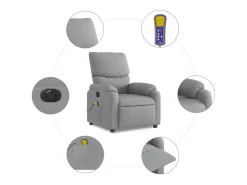 Poltrona de massagens reclinável elétrica tecido -claro SHL919485^ Poltrona