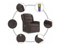 Best vidaxl Poltrona de massagens reclinável tecido -escuro Castanho