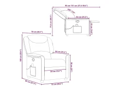 Best vidaxl Poltrona de massagens reclinável tecido -escuro Castanho