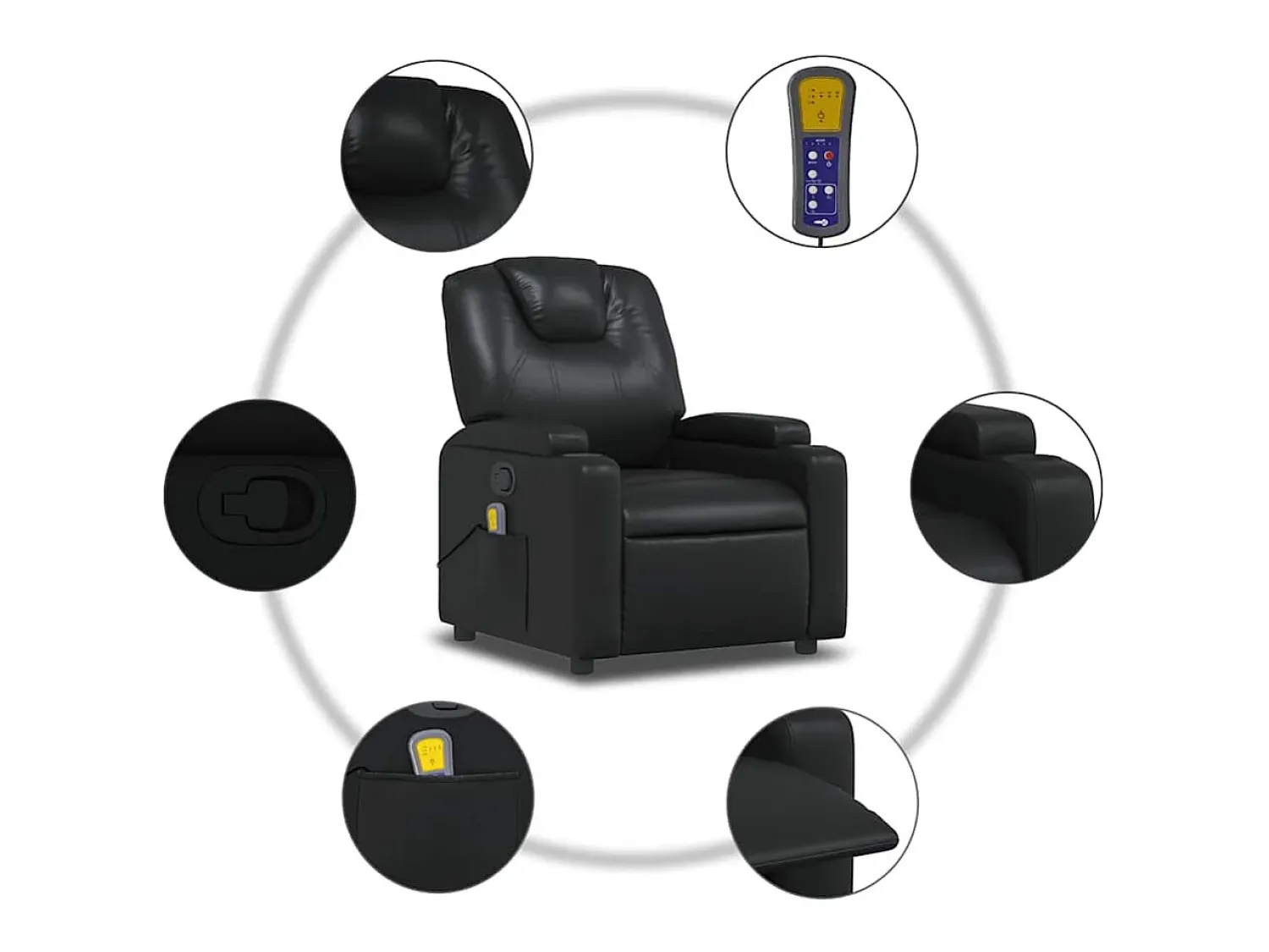 vidaxl Poltrona de massagens reclinável couro artificial^ Poltrona