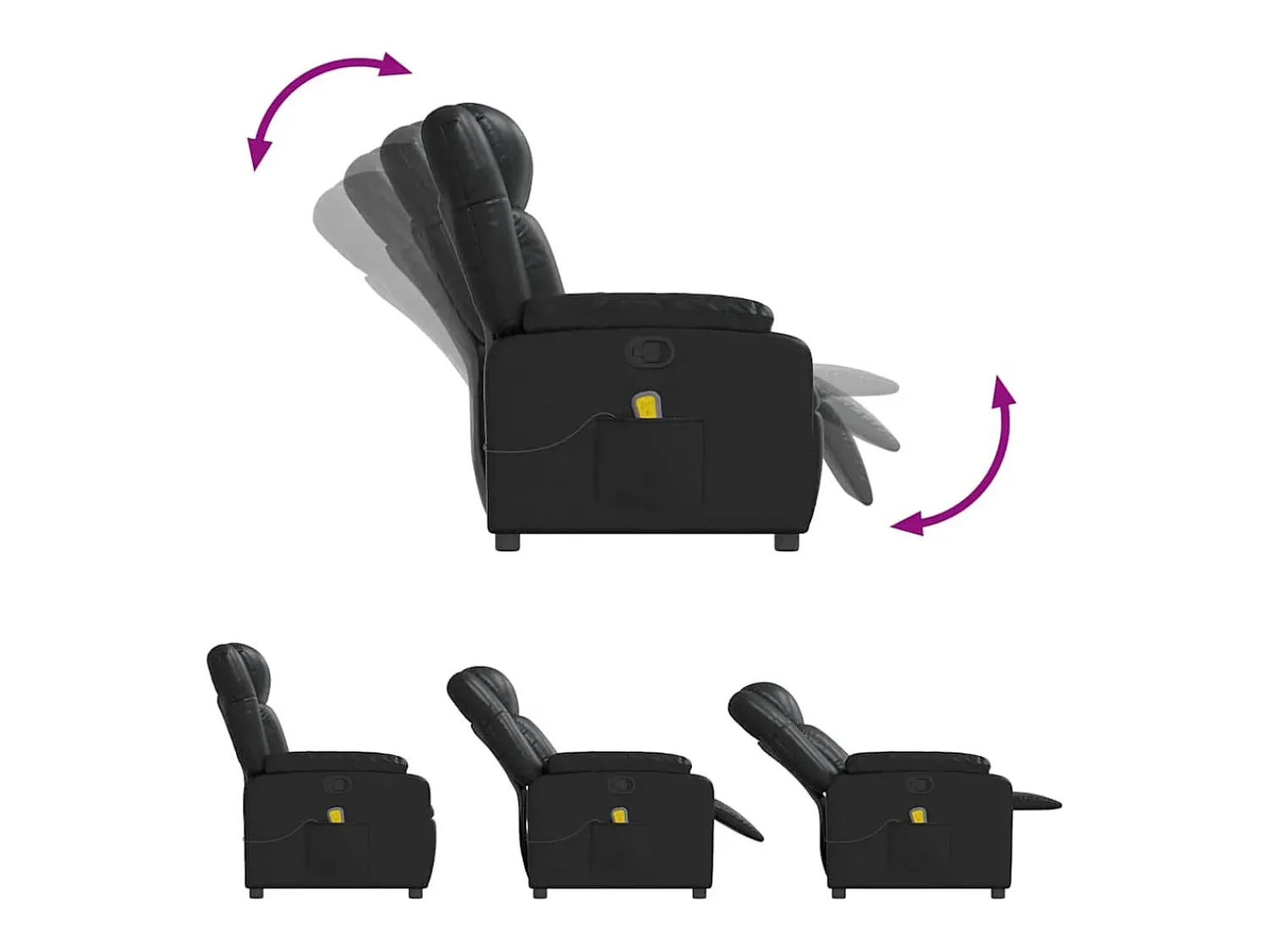 Online vidaxl Poltrona de massagens reclinável couro artificial Preto