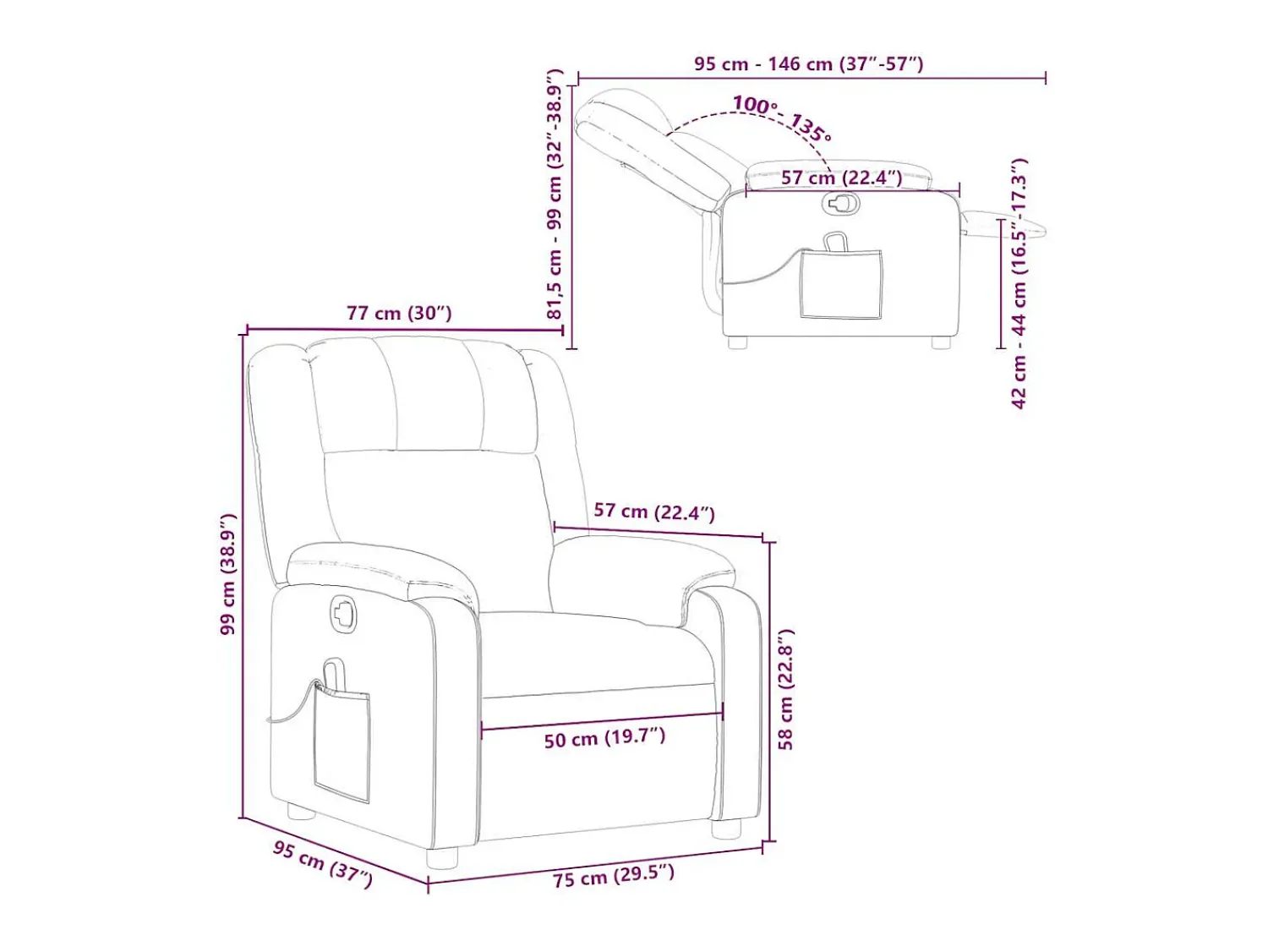 Online vidaxl Poltrona de massagens reclinável couro artificial Preto