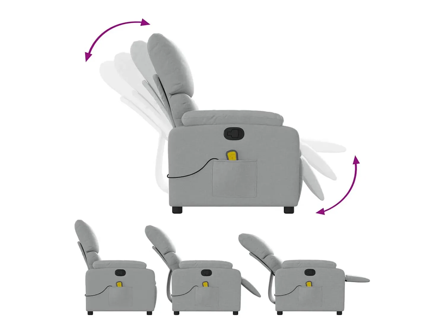 Hot Poltrona de massagens reclinável tecido -claro SHL172766 Cinzento