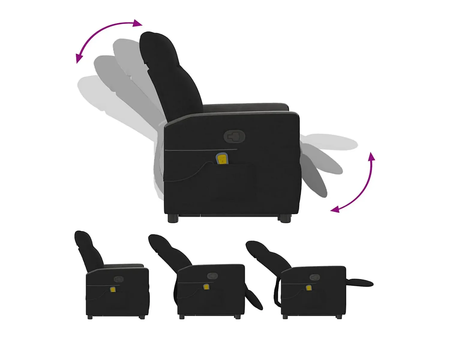 Poltrona* Poltrona de massagens reclinável elevatória tecido SHL711830 Preto
