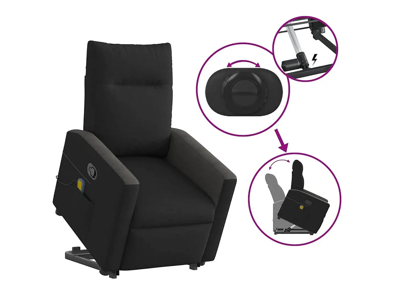 Poltrona* Poltrona de massagens reclinável elevatória tecido SHL711830 Preto