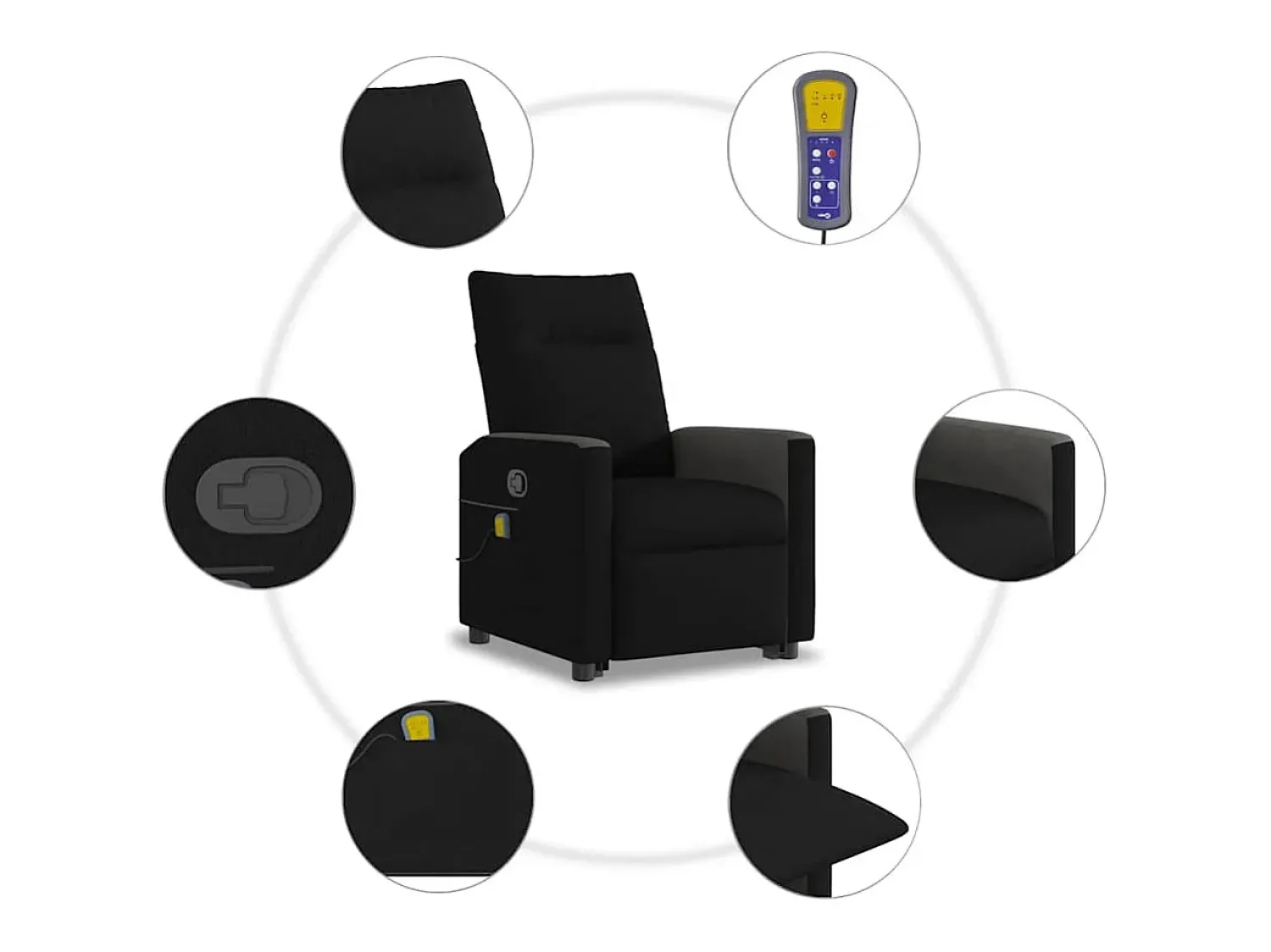 Poltrona* Poltrona de massagens reclinável elevatória tecido SHL711830 Preto