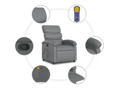 vidaxl Poltrona de massagens reclinável couro artificial^ Poltrona