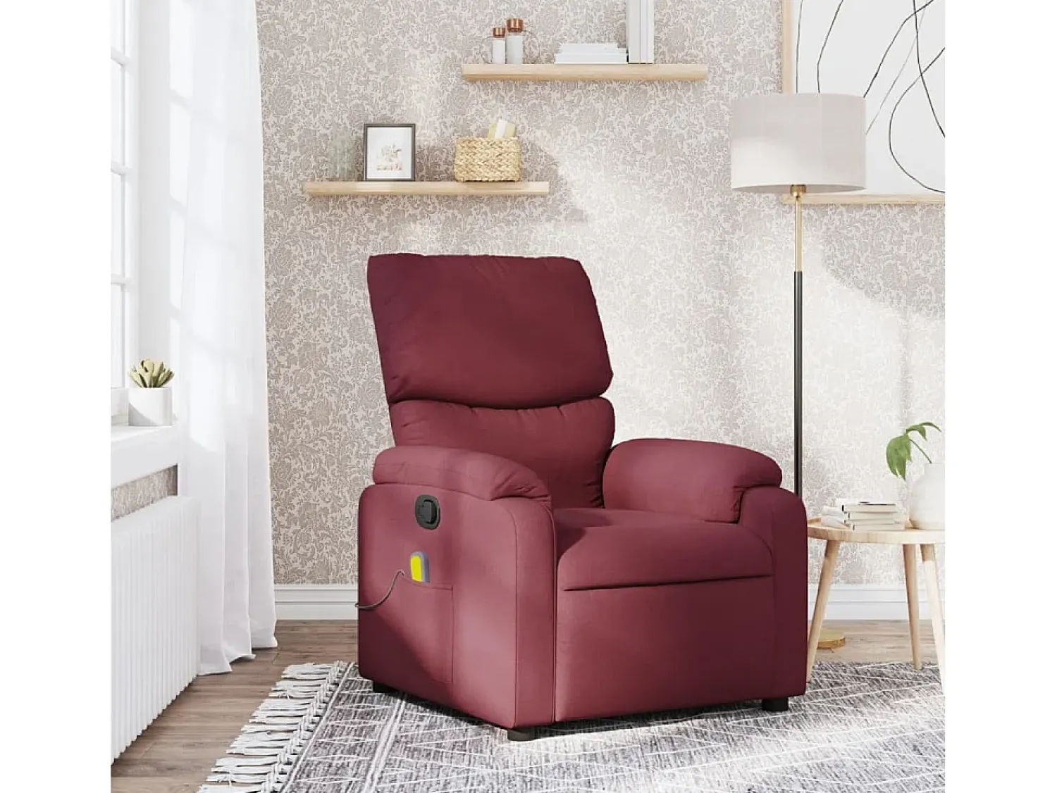 Poltrona de massagens reclinável tecido tinto SHL920074 Vermelho