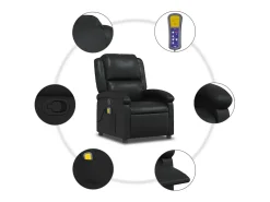 vidaxl Poltrona de massagens reclinável couro artificial^ Poltrona