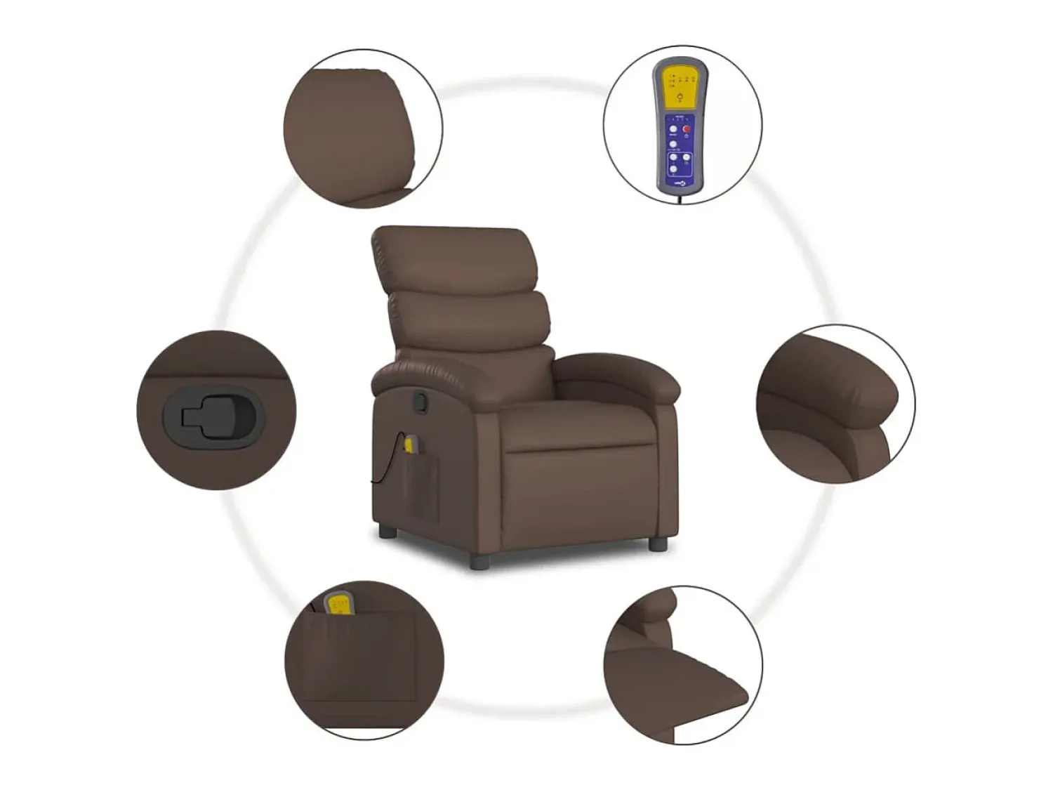 Poltrona|vidaxl Poltrona de massagens reclinável couro artificial castanho Castanho chocolate
