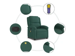 Poltrona* Poltrona de massagens reclinável veludo verde-escuro SHL800825 Verde pinho