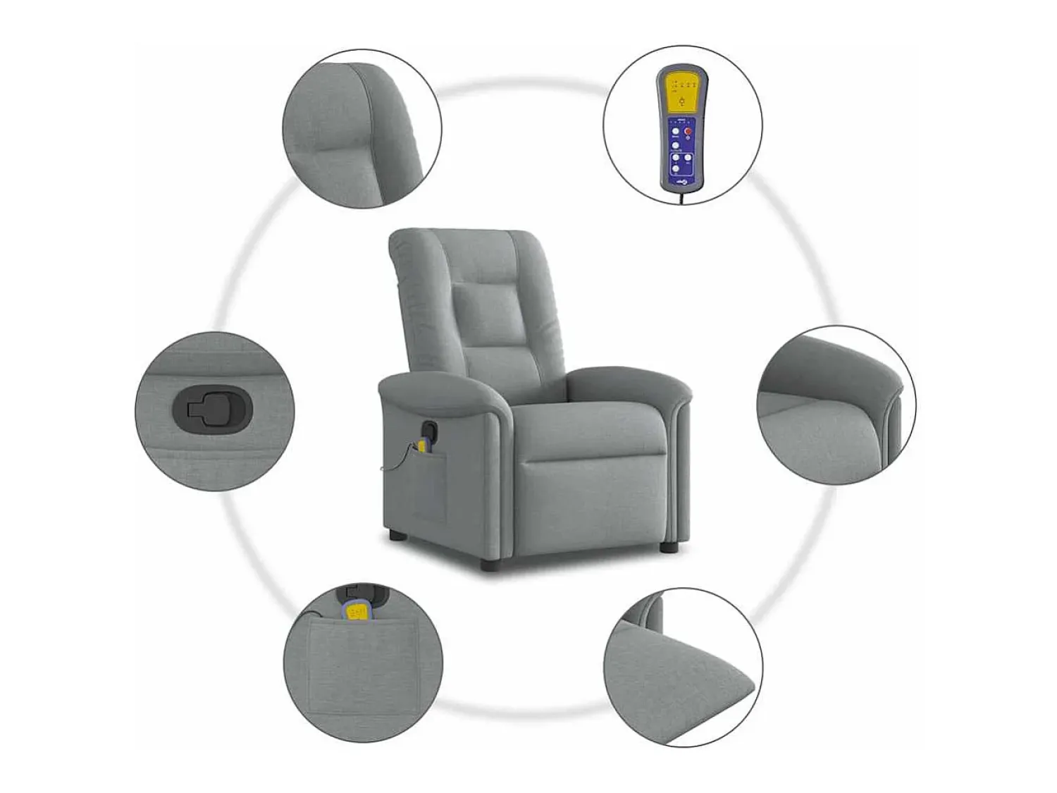 Poltrona* Poltrona de massagens reclinável tecido -claro SHL271470 Cinzento