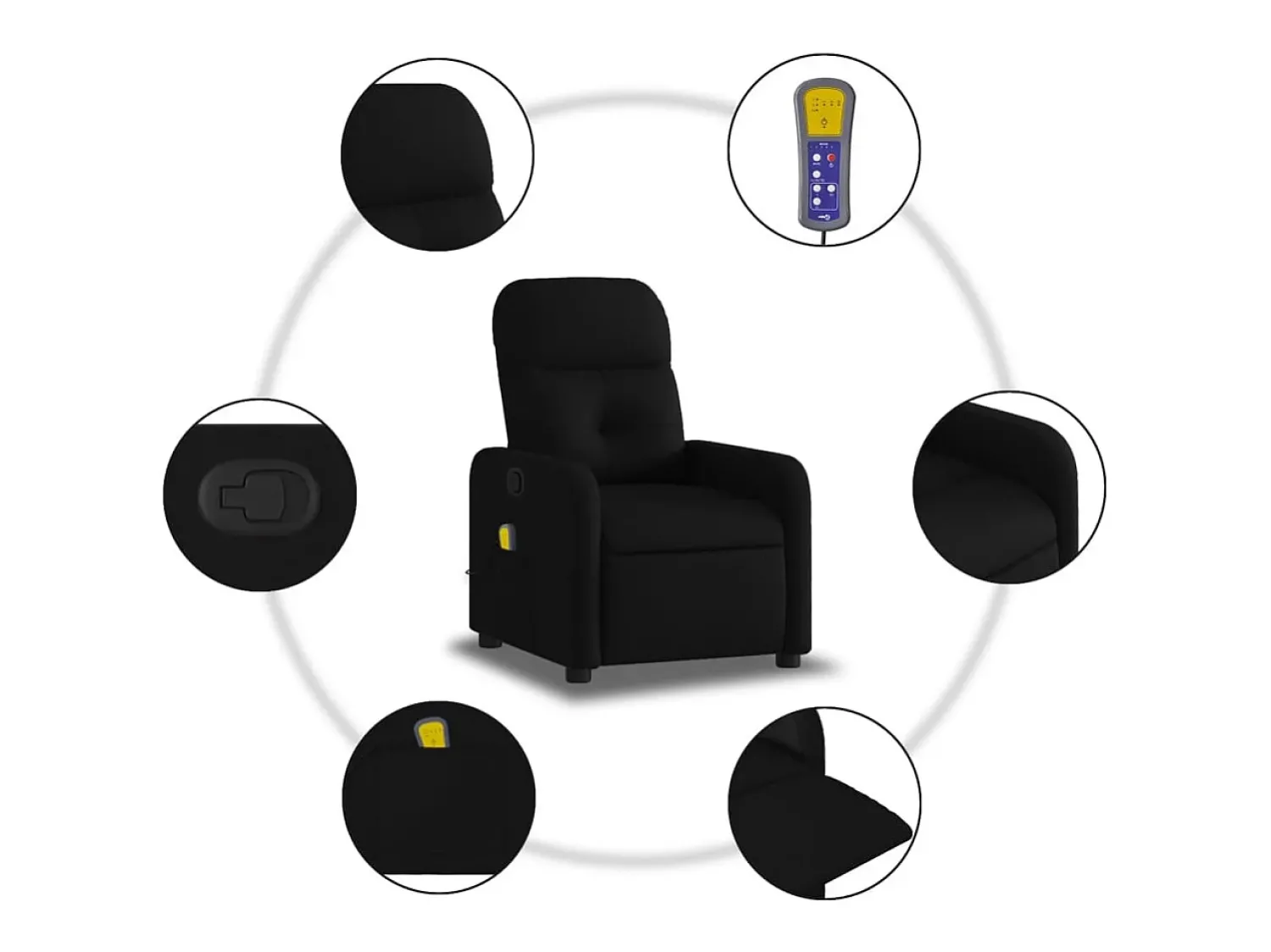 Poltrona| Poltrona de massagens reclinável tecido SHL349477 Preto