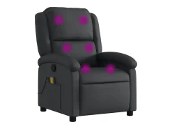 Poltrona|vidaxl Poltrona de massagens reclinável couro genuíno Preto