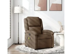 Poltrona de massagens reclinável tecido SHL295549 Castanho