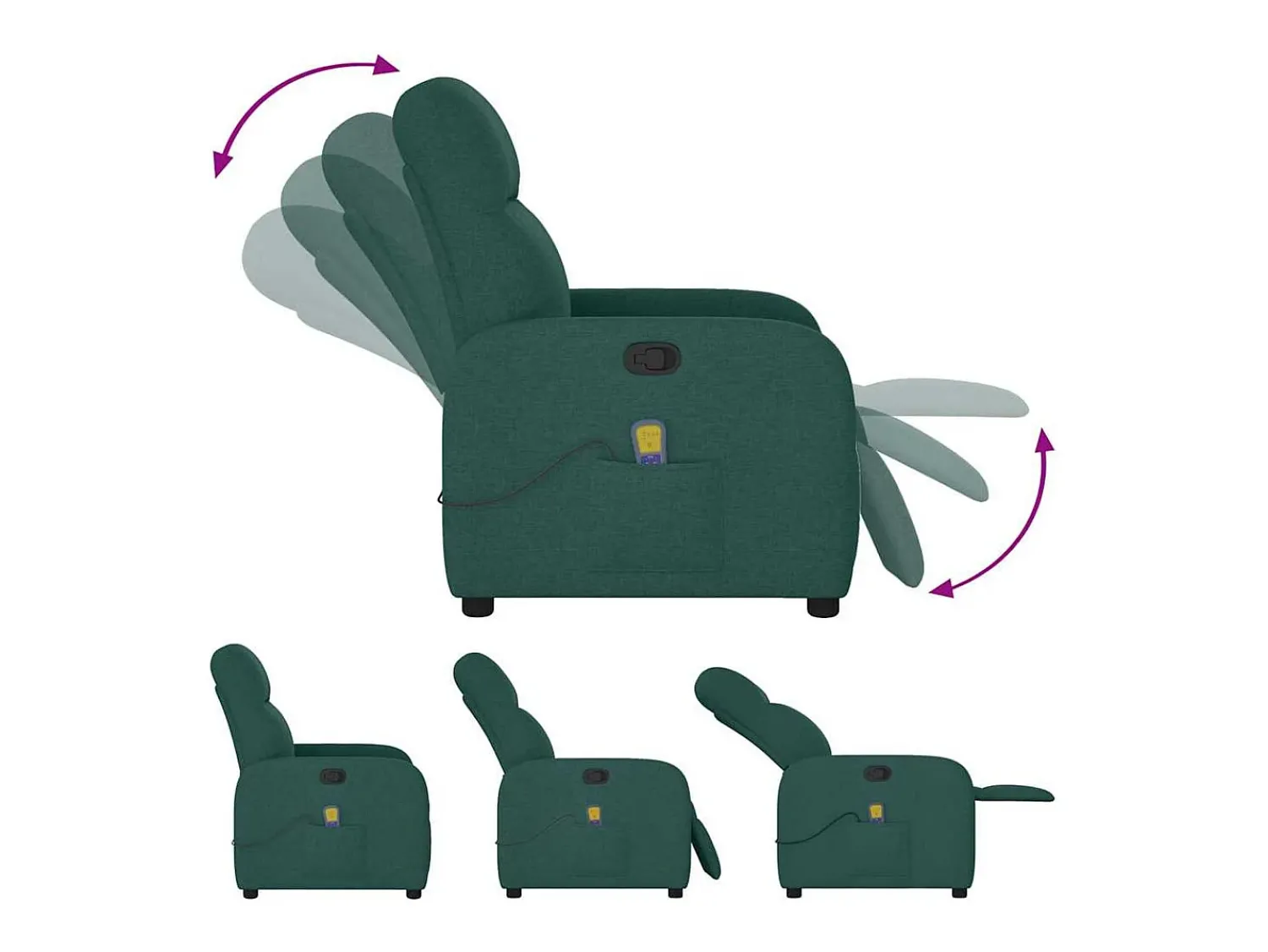 vidaxl Poltrona de massagens reclinável tecido -escuro^ Poltrona
