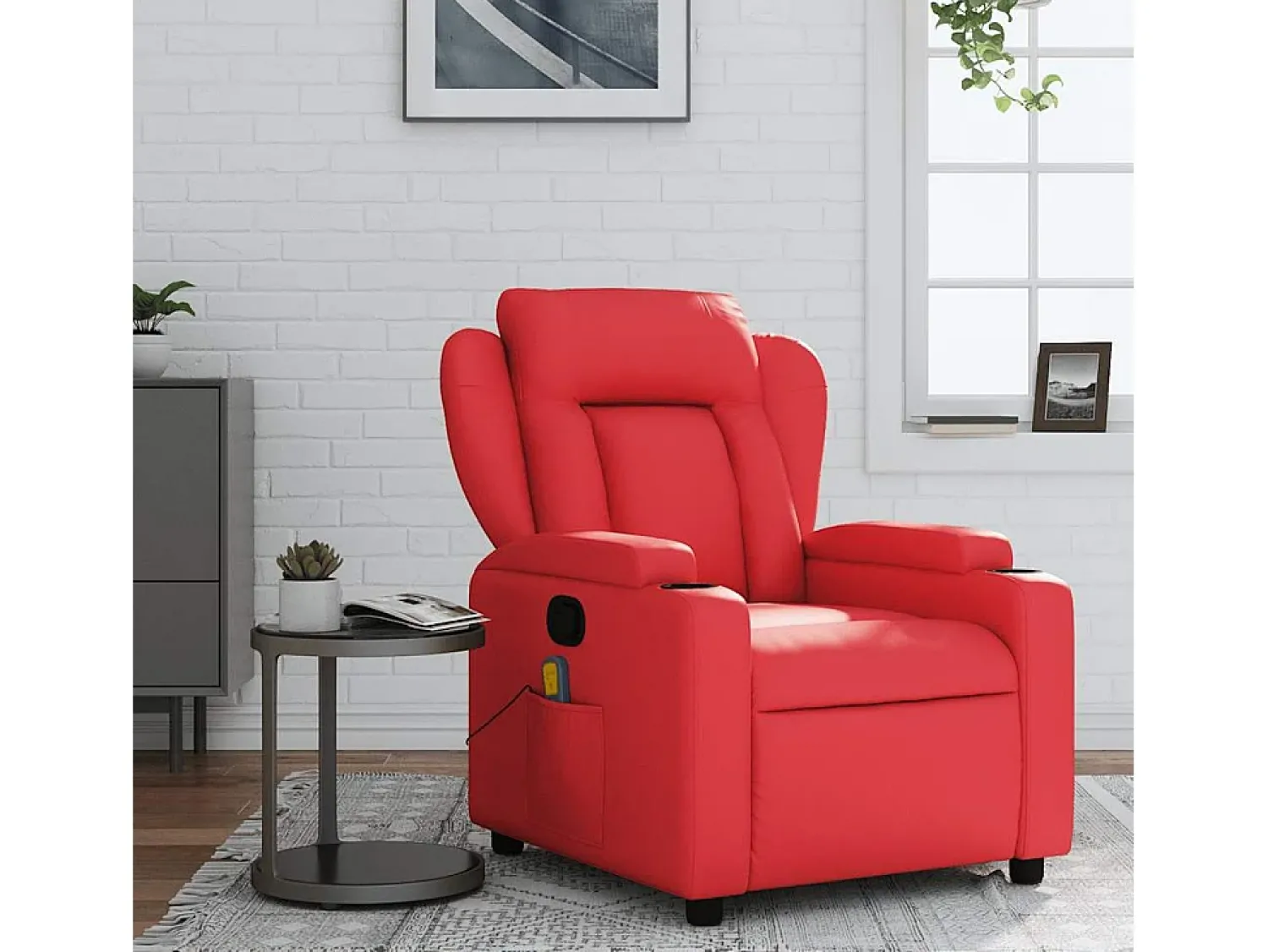 Poltrona| Poltrona de massagens reclinável couro artificial SHL728999 Vermelho