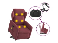 Poltrona de massagens reclin. elevatória tecido tinto SHL69840^ Poltrona