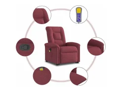 New Poltrona de massagens reclin. elevatória tecido tinto SHL437090 Vermelho