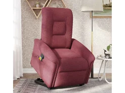 New Poltrona de massagens reclin. elevatória tecido tinto SHL437090 Vermelho