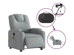 Poltrona de massagens reclinável elétrica tecido -claro SHL438814^ Poltrona