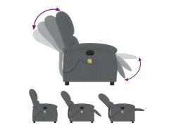 Poltrona de massagens reclinável elétrica veludo cinza-escuro SHL824227^ Poltrona