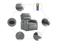 Poltrona| Poltrona de massagens reclinável couro artificial SHL607451 Cinzento