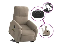 vidaxl Poltrona de massagens reclinável microfibra cinza-acastanhado^ Poltrona