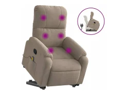 vidaxl Poltrona de massagens reclinável microfibra cinza-acastanhado^ Poltrona