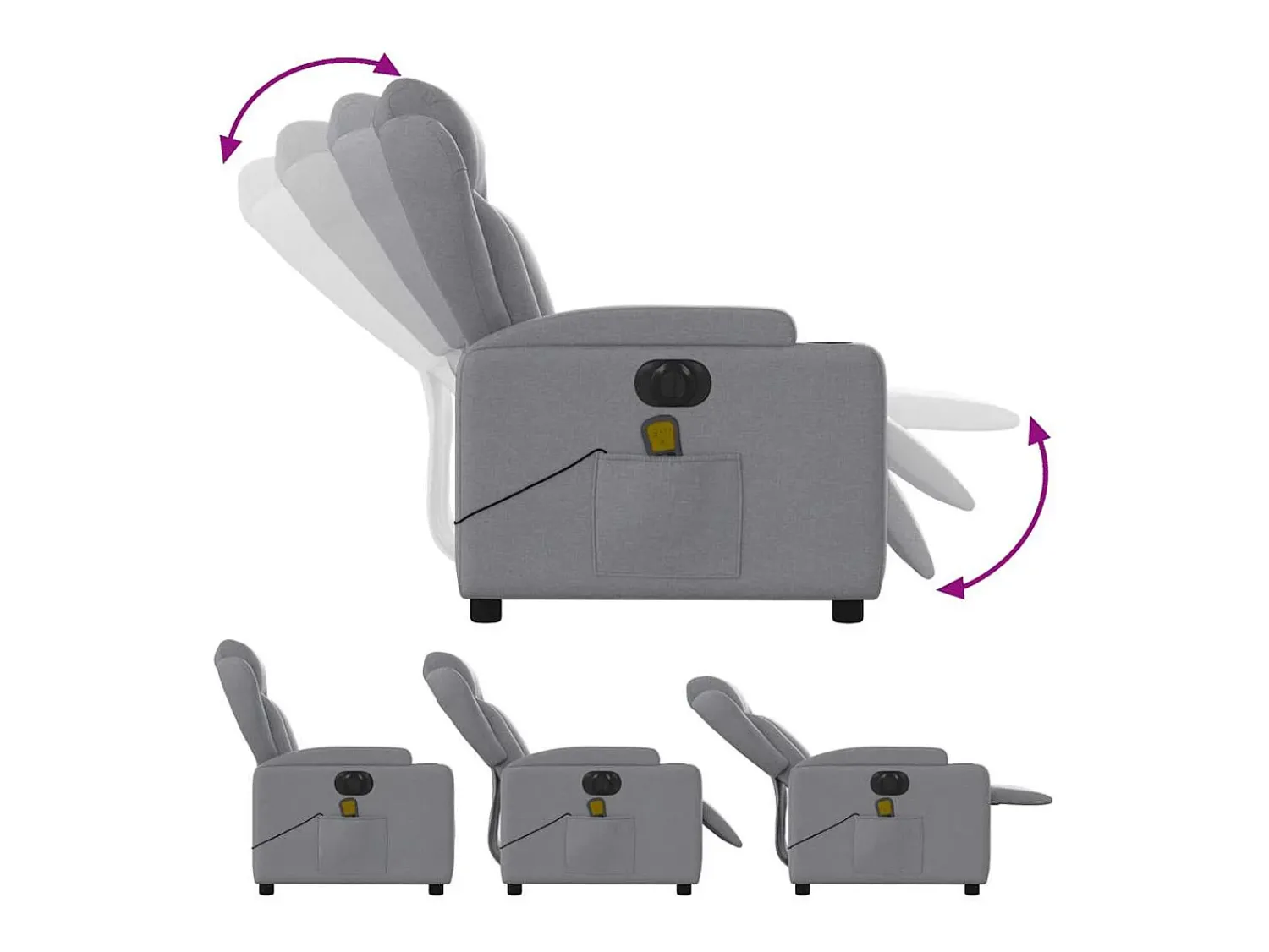 Online Poltrona de massagens reclinável elétrica tecido -claro SHL103660 Cinzento