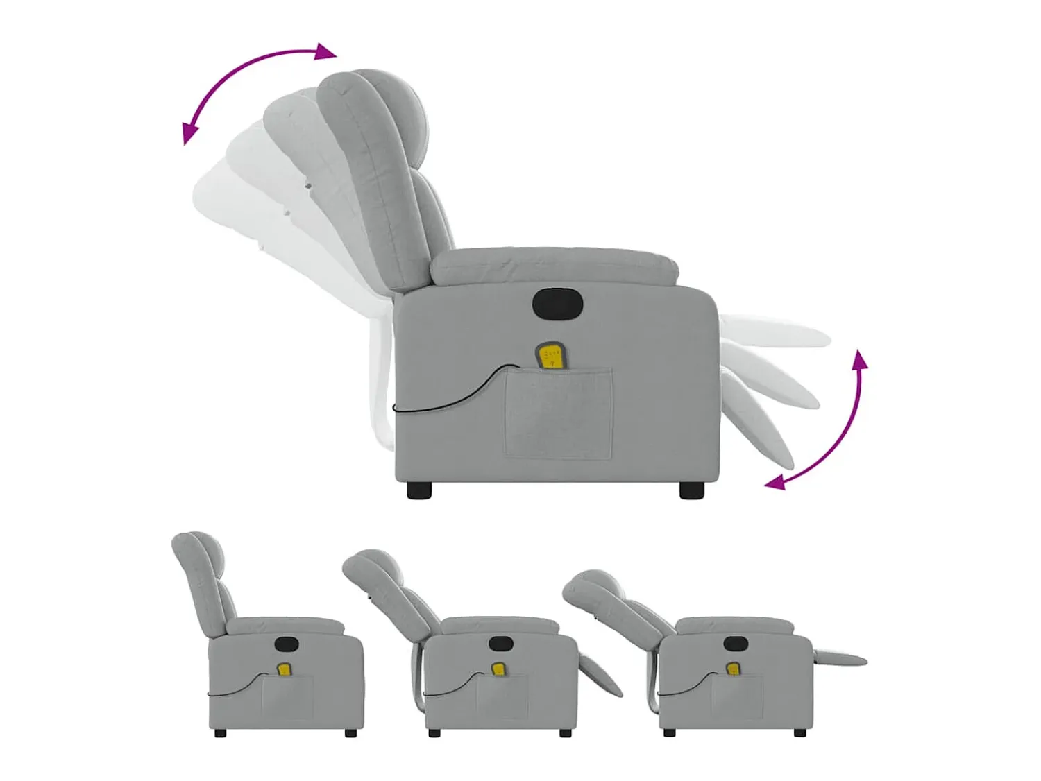 Poltrona* Poltrona de massagens reclinável tecido -claro SHL782496 Cinzento