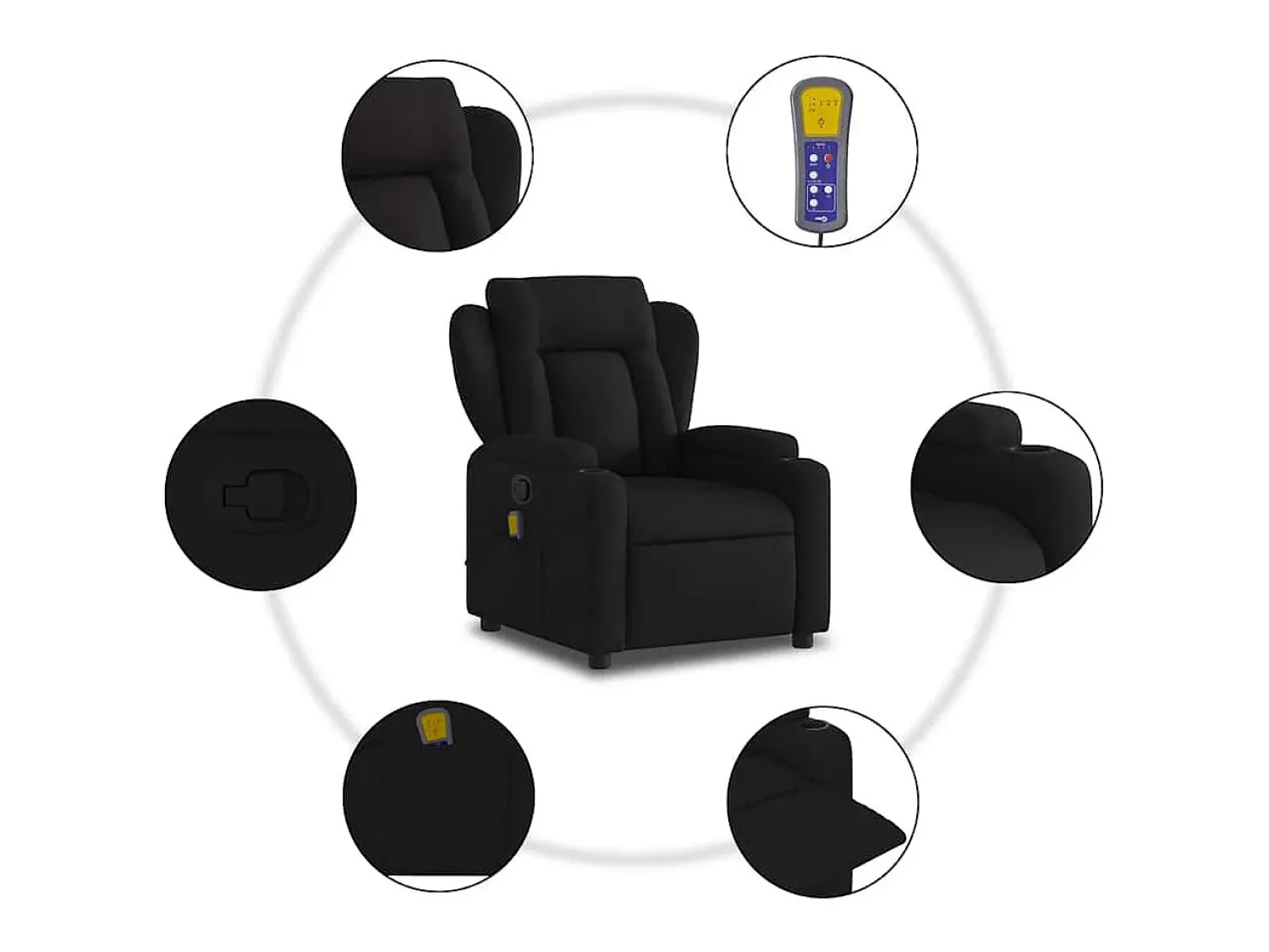 Poltrona| Poltrona de massagens reclinável tecido SHL338658 Preto