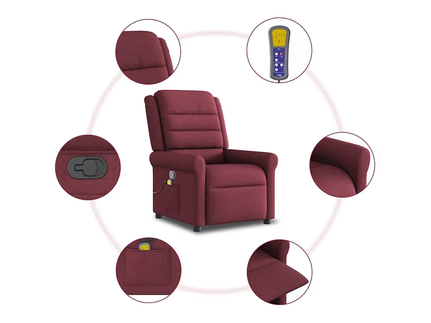 Best Poltrona de massagens reclinável tecido tinto SHL116899 Vermelho