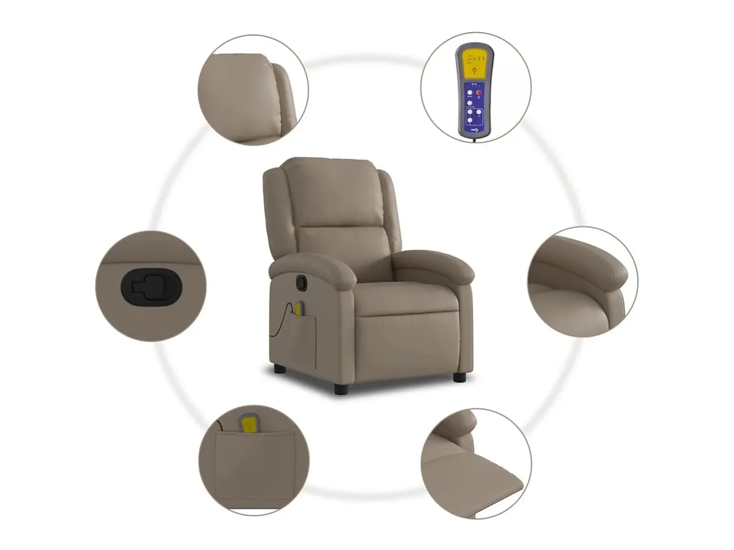 Poltrona| Poltrona de massagens reclinável couro artificial cappuccino SHL953090 Castanho