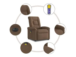 Online Poltrona de massagens reclinável elétrica tecido SHL88768 Castanho