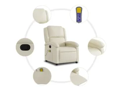 Poltrona| Poltrona de massagens reclinável couro artificial cor SHL886685 Creme