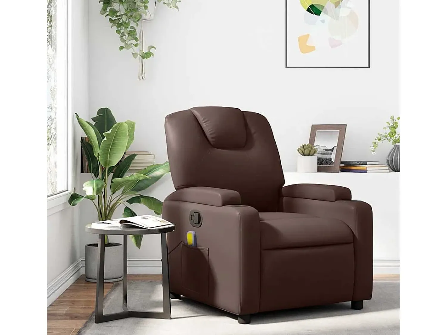 Poltrona* Poltrona de massagens reclinável couro artificial SHL560429 Castanho