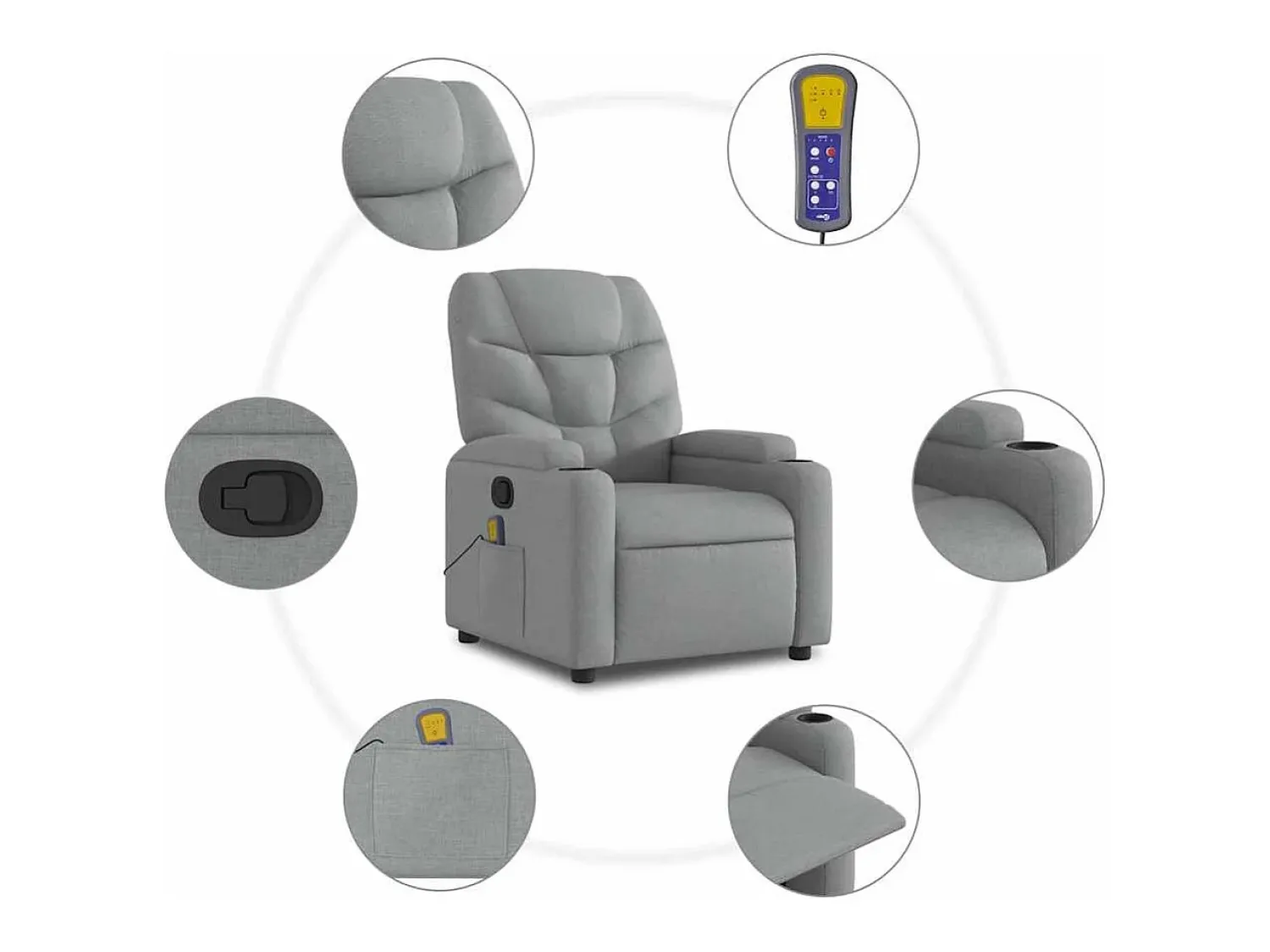 Poltrona* Poltrona de massagens reclinável tecido -claro SHL921769 Cinzento