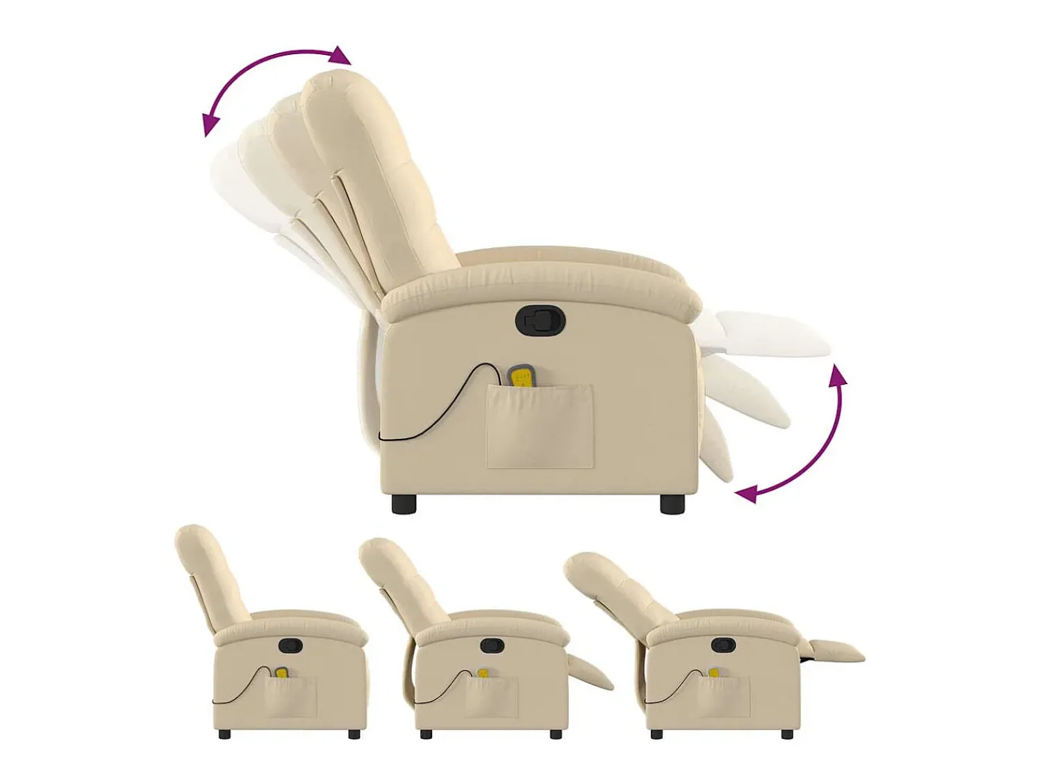 Online Poltrona de massagens reclinável tecido cor SHL68060 Creme