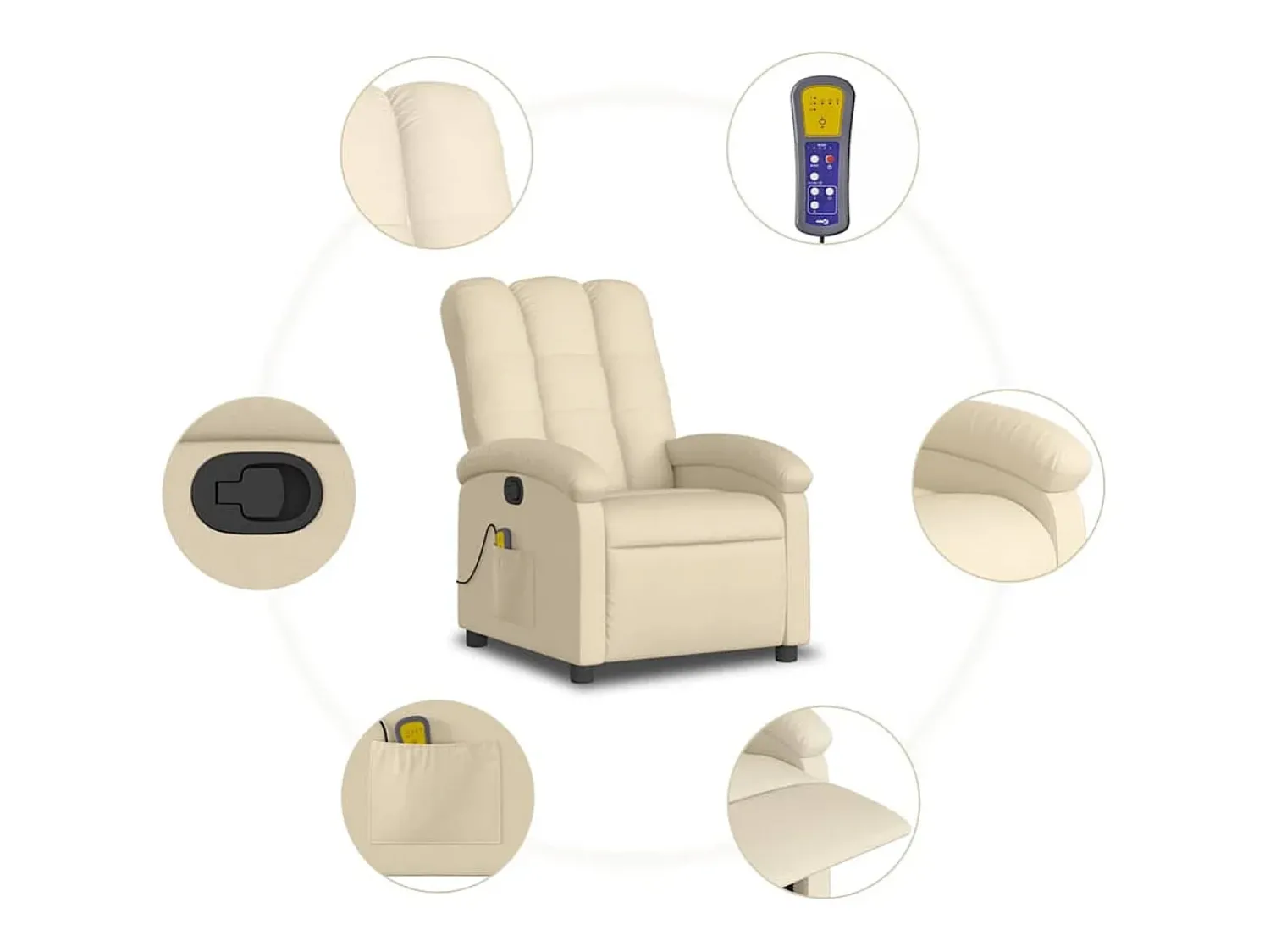 Online Poltrona de massagens reclinável tecido cor SHL68060 Creme