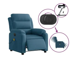 Poltrona* Poltrona de massagens reclinável elétrica veludo SHL81726 Azul