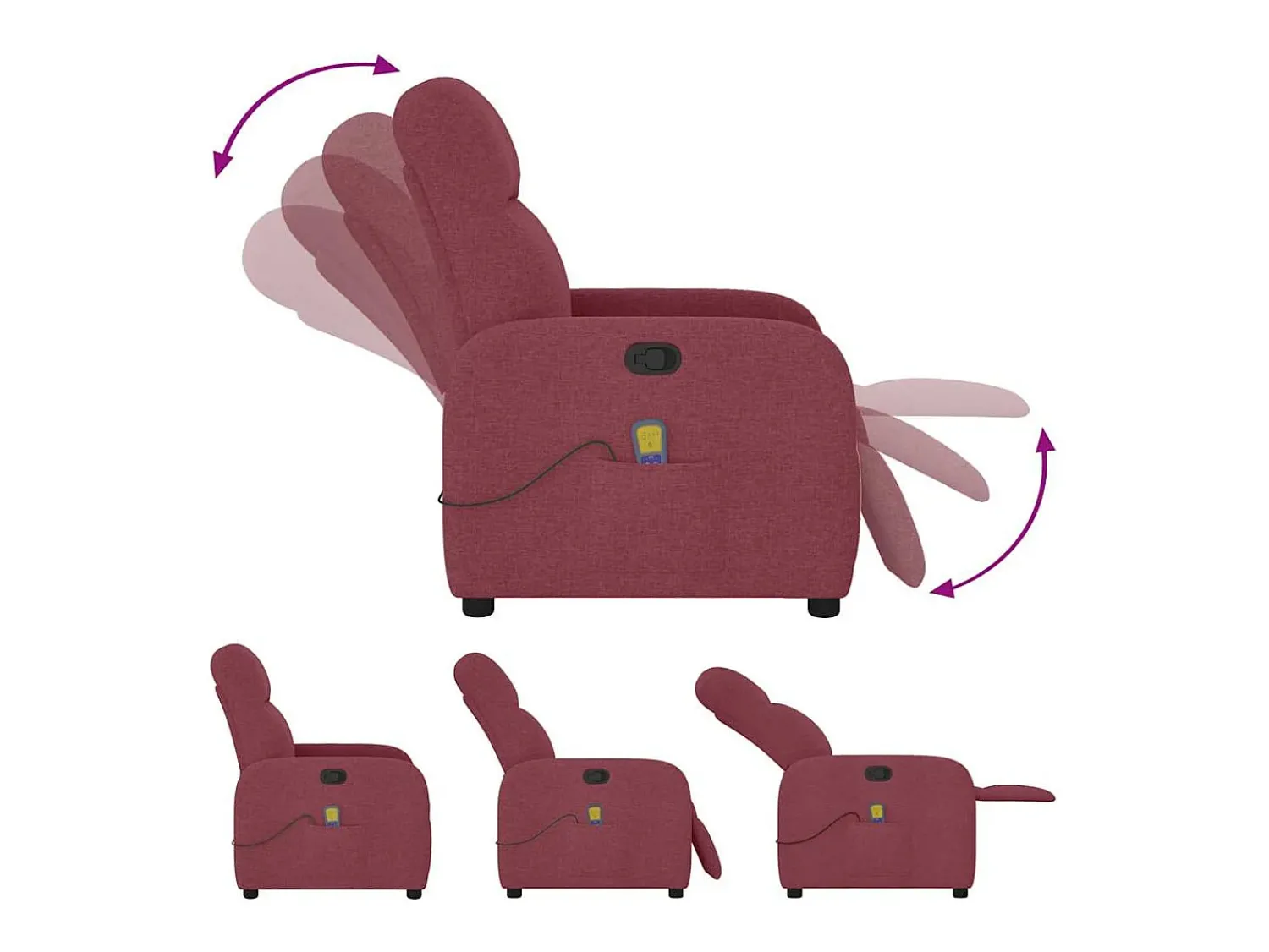 Poltrona de massagens reclinável tecido tinto SHL39008 Vermelho