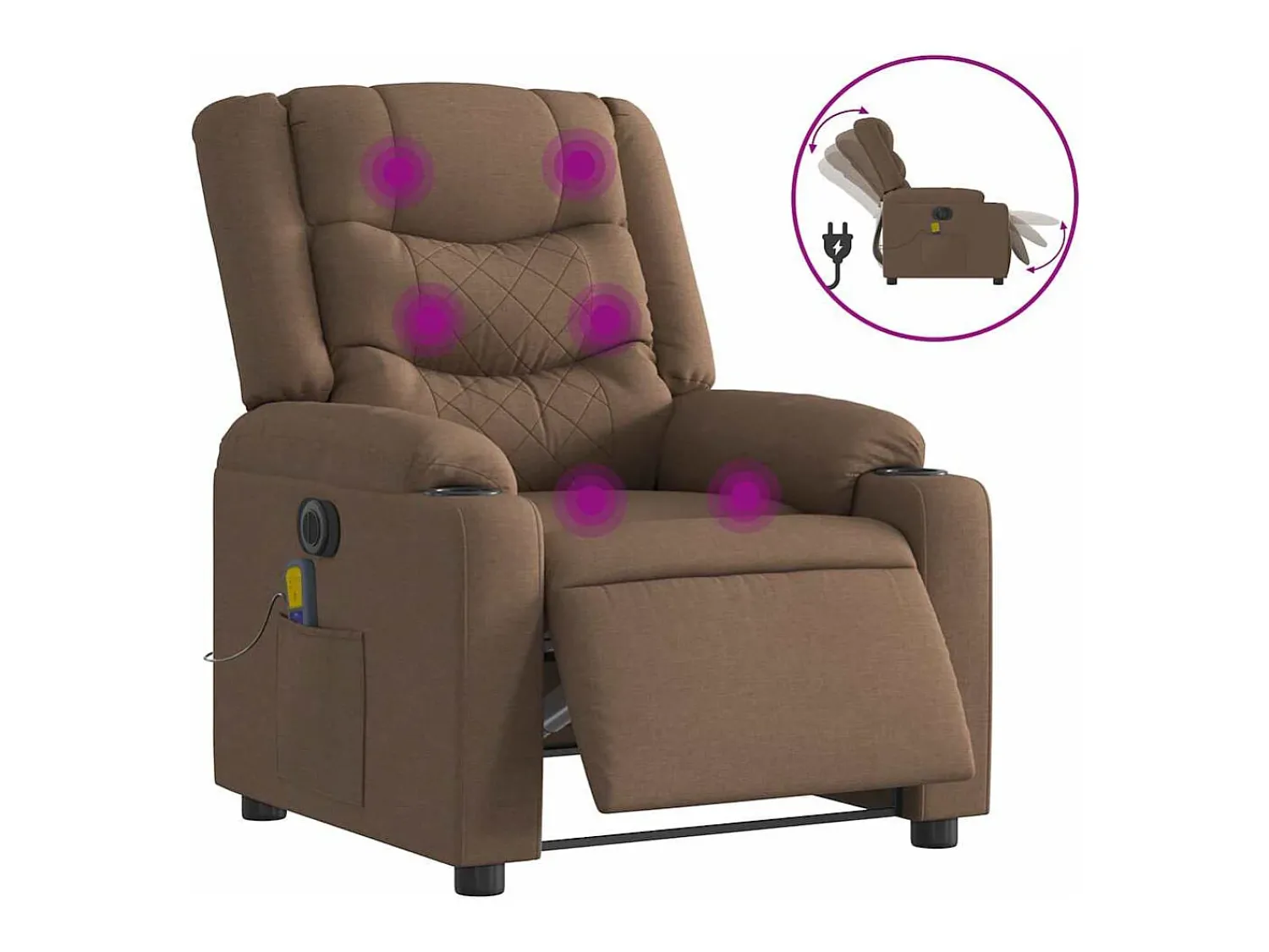 Online Poltrona de massagens reclinável elétrica tecido SHL963908 Castanho