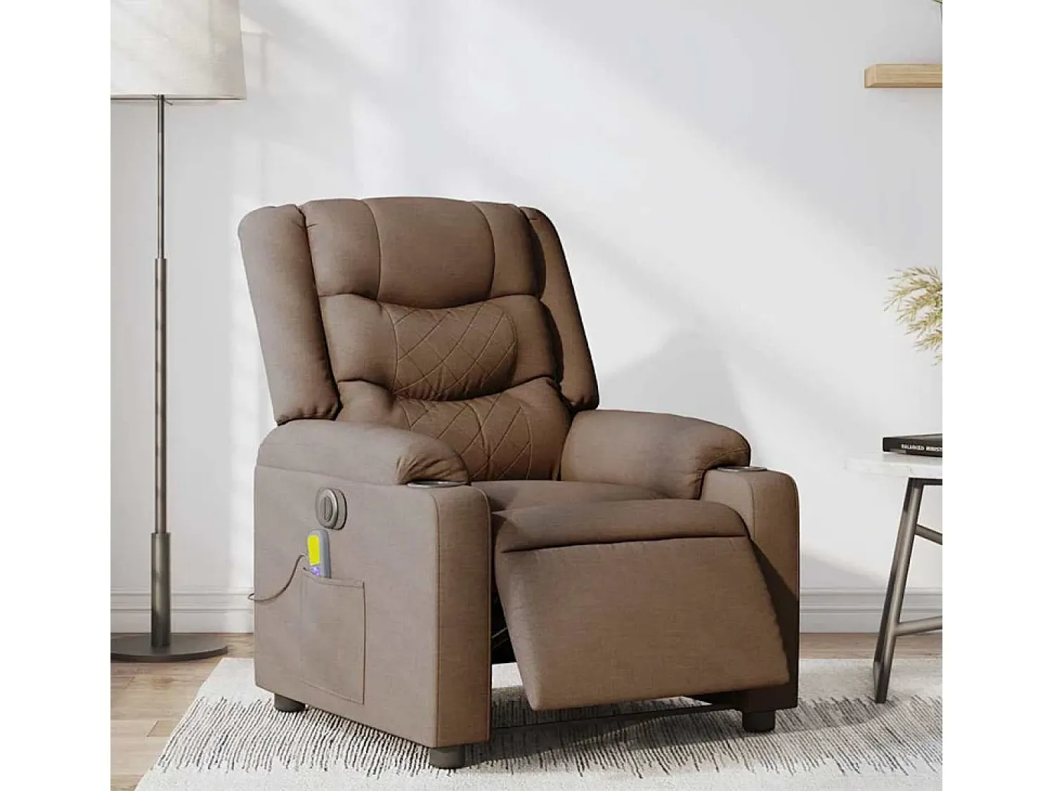 Online Poltrona de massagens reclinável elétrica tecido SHL963908 Castanho