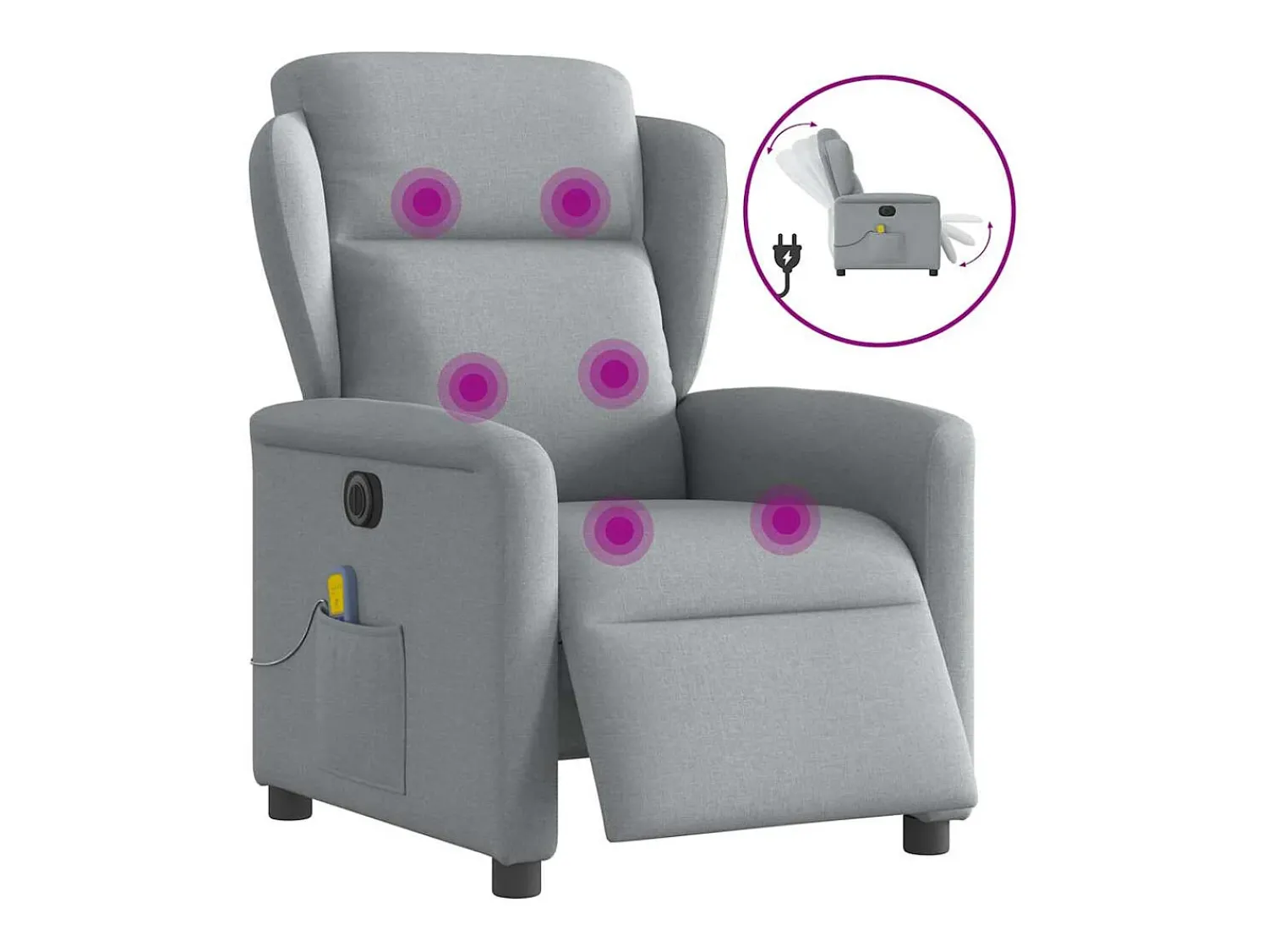 Online Poltrona de massagens reclinável elétrica tecido -claro SHL593520 Cinzento