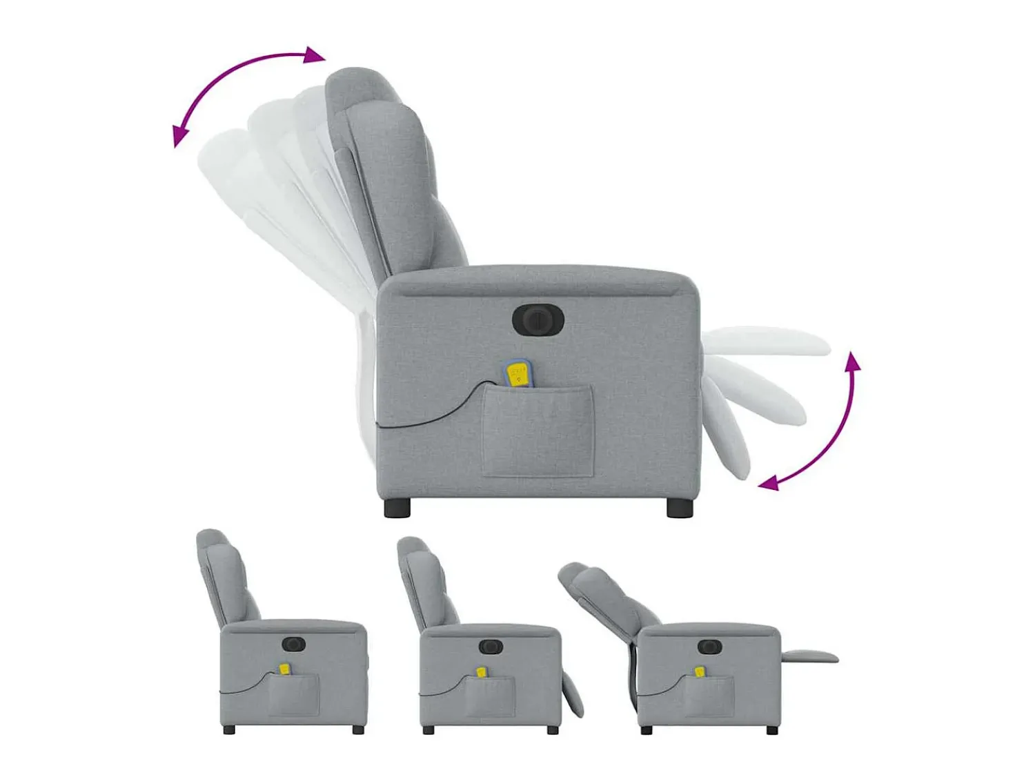 Online Poltrona de massagens reclinável elétrica tecido -claro SHL593520 Cinzento