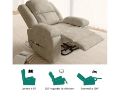 Poltrona de relaxamento elétrica para massagem - Vibração, calor e bolsos laterais - Marrom^ Poltrona